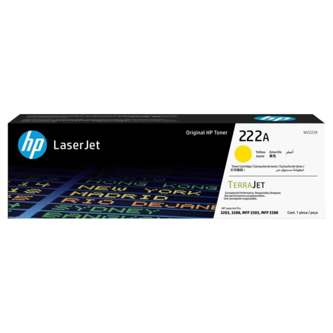 خرطوشة حبر تونر أصلية HP 222A باللون الأصفر (W2222A)