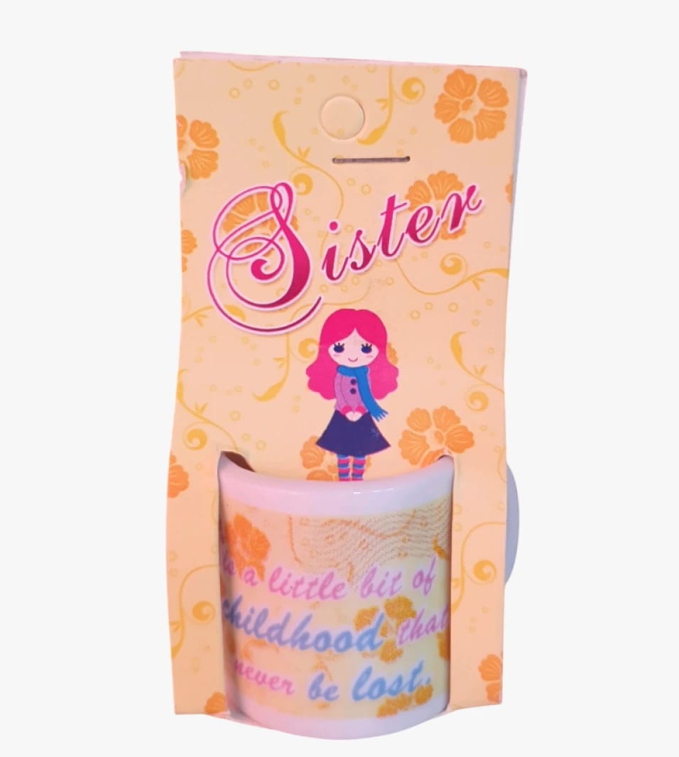 Children's Small Tea Cup with Beautiful Sister Design, Bright Color and Unique Decorations from Gyan's, Perfect for Gifts.