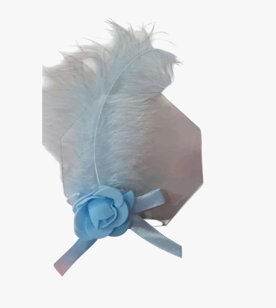 Elegant Hair Accessory with Light Blue Feather and Rose Design for All Occasions by Design Beauty