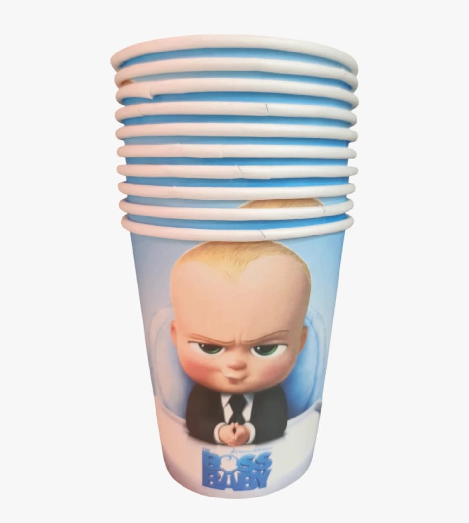 Cartoon Cups with Boss Baby Character Design Perfect for Kids Parties and Animation Movie Lovers