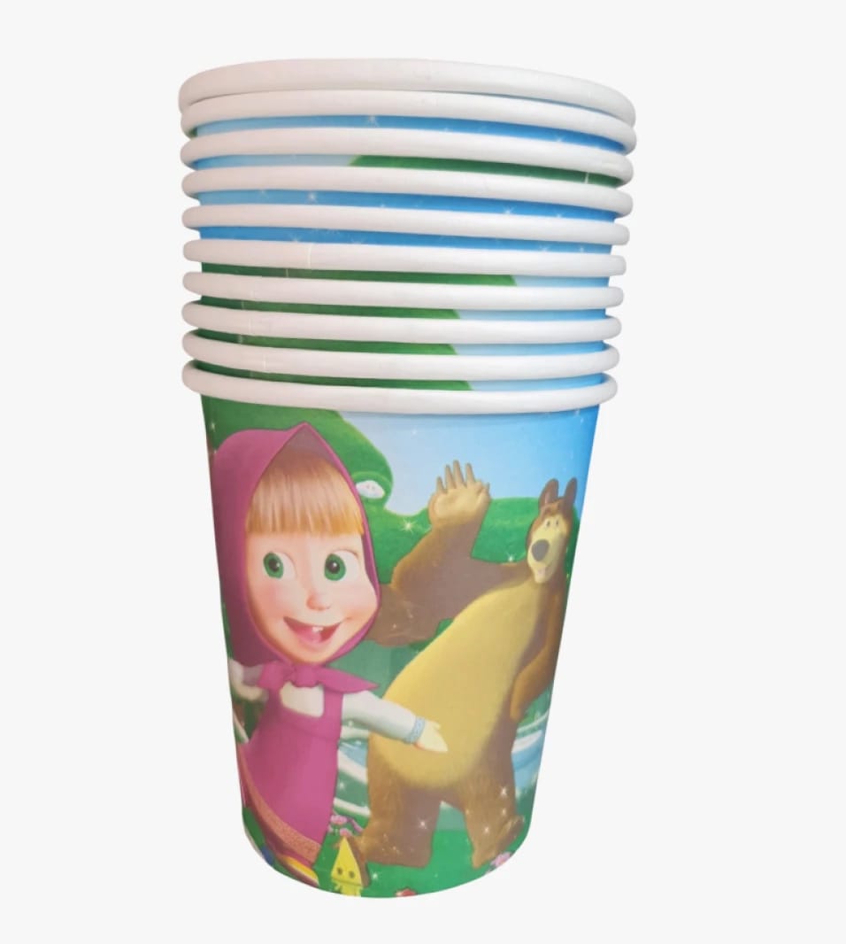 Set of Masha and the Bear Paper Cups for Kids' Birthday Parties and Special Events