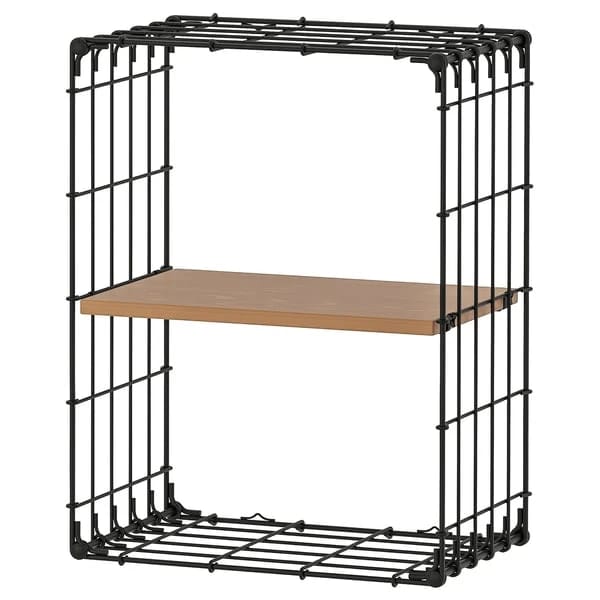 Wall shelf, black/pine antique effect, 30x40 cm