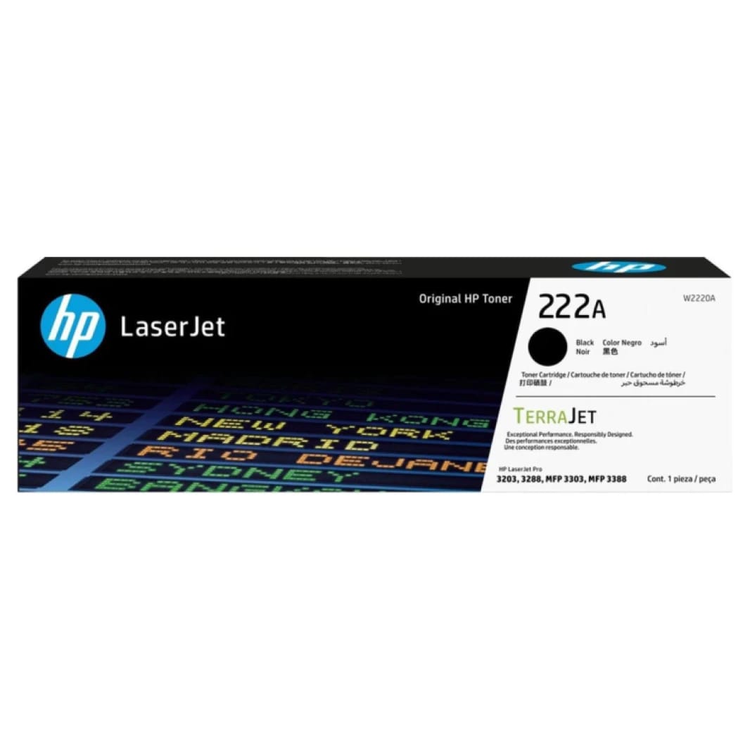 خرطوشة حبر تونر أصلية HP 222A باللون الأسود (W2220A)