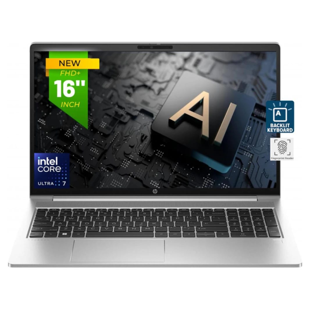 لابتوب الأعمال HP ProBook 460 G11، معالج Intel Core Ultra 7 155U، ذاكرة رام 16 جيجابايت DDR5 (مخصصة)، وسيط تخزين SSD سعة 512 جيجابايت، شاشة 16 بوصة WUXGA (1920 × 1200) بتقنية IPS - فضي