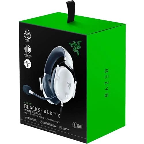 ريزر - سماعة رأس للألعاب Blackshark V2 X سلكية بصوت محيطي 7.1 للكمبيوتر، بلايستيشن 5، بلايستيشن 4، سويتش، إكس بوكس X|S، وإكس بوكس ون - أبيض