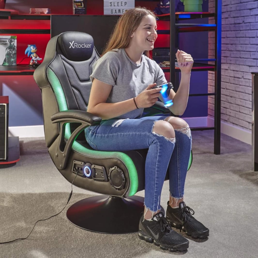 X Rocker Monsoon RGB 4.1 Stereo Audio Gaming Chair with Vibrant LED Lighting - Black