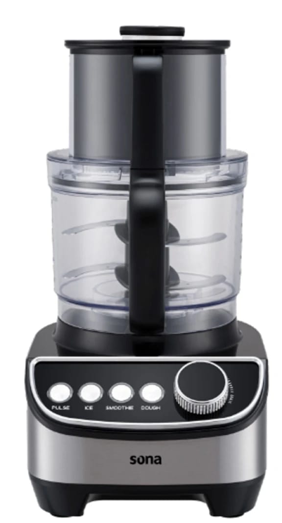 Sona Food Processor 1300W - 4 Programs, with Steel Blades