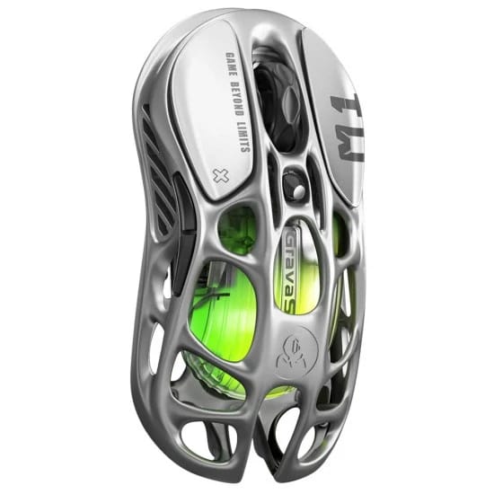 ماوس الألعاب اللاسلكي GRAVASTAR MERCURY M1 PRO، مستشعر PAW3395، حساسية 26000 DPI، بطارية تدوم 200 ساعة - رمادي معدني