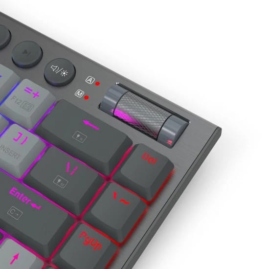 لوحة مفاتيح الألعاب الميكانيكية REDRAGON HORUS K609 SE ثلاثية الأوضاع، رفيعة ومنخفضة الارتفاع، 68 مفتاحًا، مفاتيح حمراء، دعم البرامج، مفاتيح ماكرو ووسائط، إضاءة RGB 65%