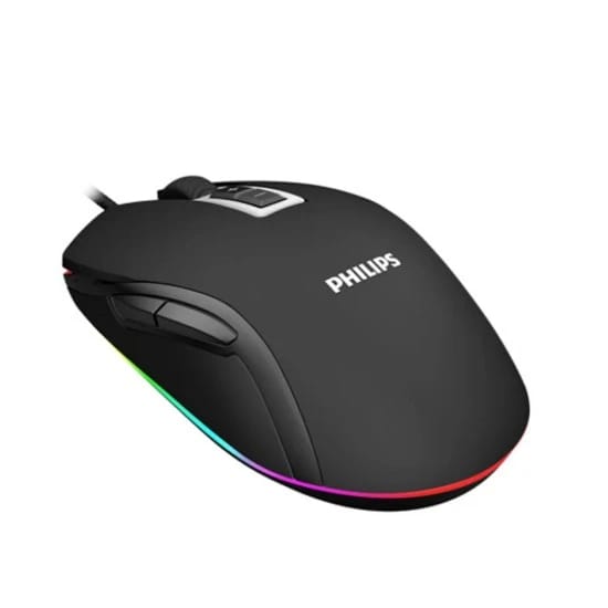 ماوس الألعاب السلكي فيليبس G200 Series، DPI قابل للتعديل، إضاءة Ambiglow، تصميم مريح، 6 أزرار قابلة للبرمجة، مستشعر بصري عالي الدقة - أسود