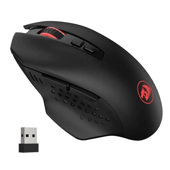 ماوس الألعاب اللاسلكي REDRAGON GAINER M656، تردد 2.4 جيجاهرتز، 4000 نقطة لكل بوصة، 7 أزرار قابلة للبرمجة، إضاءة خلفية LED حمراء - أسود
