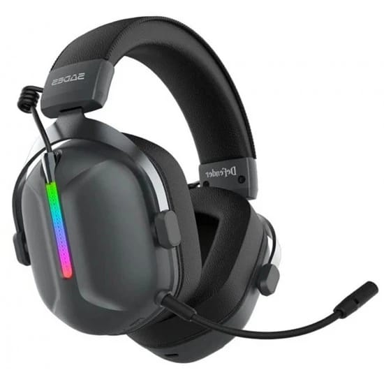 سماعة الألعاب اللاسلكية SADES DEFENDER RGB بثلاثة أوضاع اتصال (بلوتوث 5.3، 2.4 جيجاهرتز، 3.5 مم) - أسود