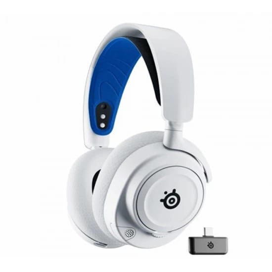 سماعات الألعاب اللاسلكية STEELSERIES ARCTIS NOVA 7P - بيضاء، متعددة المنصات، محركات مغناطيسية من النيوديميوم، اتصال 2.4 جيجاهرتز وبلوتوث قابل للمزج، بطارية 38 ساعة بمنفذ USB-C، ميكروفون ClearCast، متوافقة مع بلايستيشن