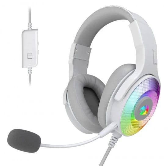 سماعة الألعاب السلكية REDRAGON H350 PANDORA RGB بإضاءة خلفية ديناميكية ومكبرات صوت 50 ملم - أبيض