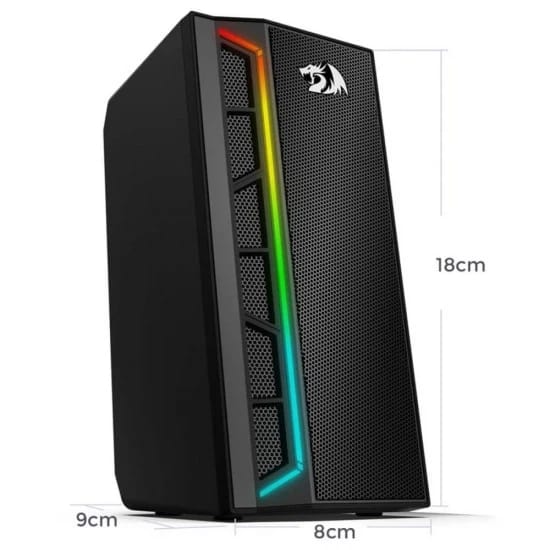 سماعة ألعاب REDRAGON CALLIOPE GS580 ستيريو 2.0 قناة بقوة 8 واط × 2، مع بلوتوث 5.0، راديو FM، مدخل USB وAUX 3.5 ملم، تحكم في الصوت، مقبض محمول وإضاءة RGB - أسود