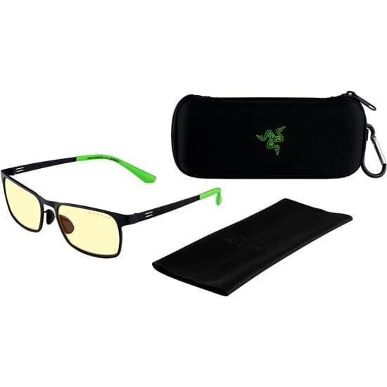 نظارات الألعاب GUNNAR FPS MINI RAZER EDITION بفلتر للضوء الأزرق للأطفال - إطار بلون أونيكس/أسيد وعدسات بلون كهرماني