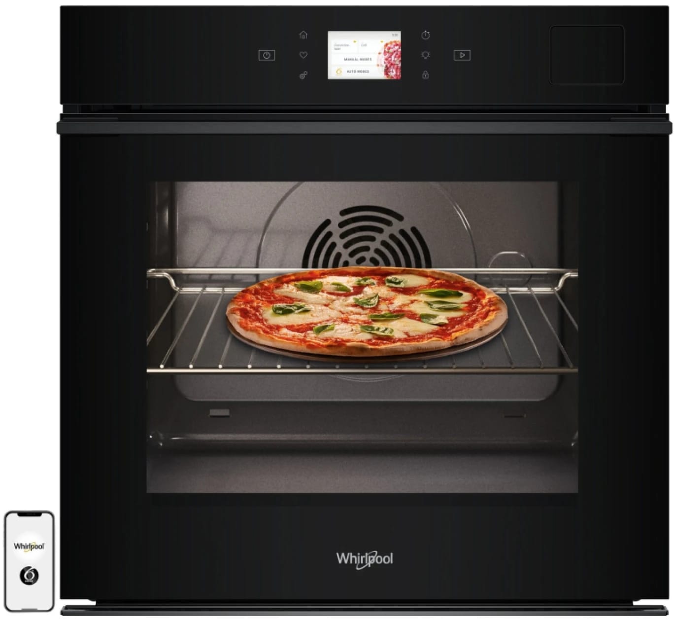 Whirlpool WOI9A8PT2SBA Built in Electric Steam Oven 60cm 73lit Full Black 6th Sense/W-Line