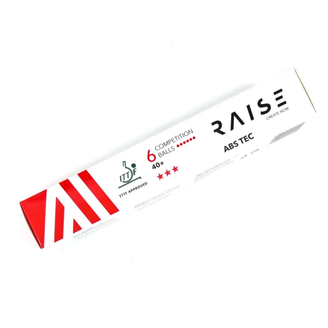 كرات تنس طاولة للمنافسات من RAISE مصنوعة من بلاستيك ABS - عبوة من 6 قطع