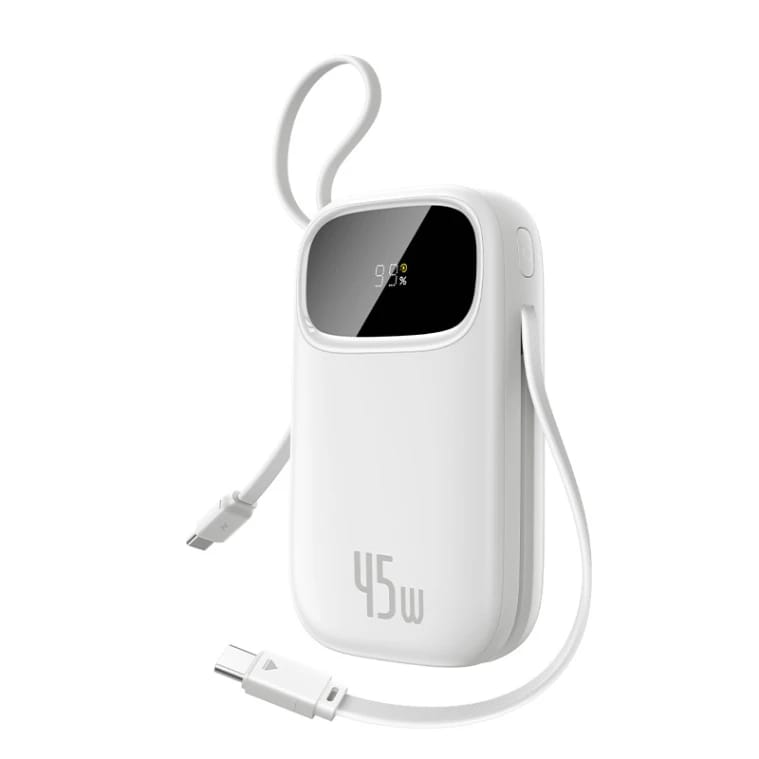 باور بانك Baseus EnerFill FC31 مع كيبلين USB-C مدمجين بقوة 45 واط
