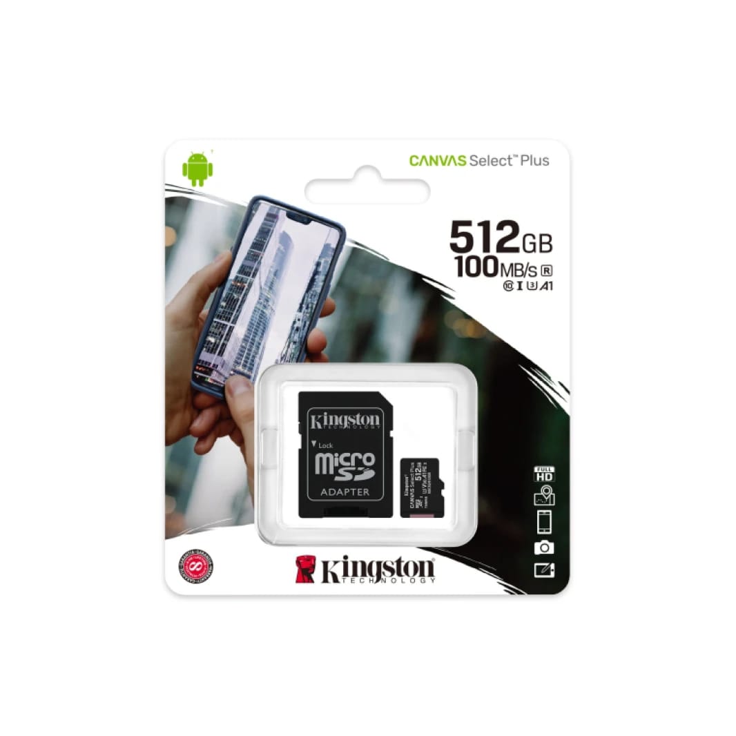 بطاقة ذاكرة كينجستون Canvas Select Plus SDCS2/512GB سعة 512 جيجابايت فئة 10