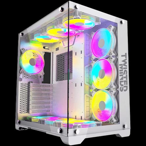 Twisted Minds Bullet-07 Mid Tower Gaming Case ( 7 ARGB Fans included ) - White