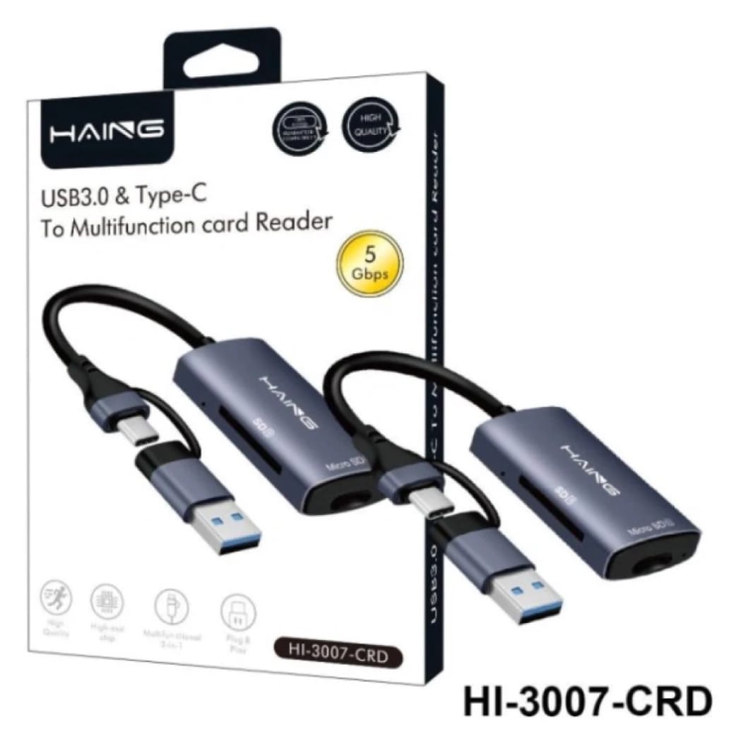 قارئ بطاقات متعدد الوظائف من هاينج HI-3007-CRD بمنفذ USB 3.0 و Type-C