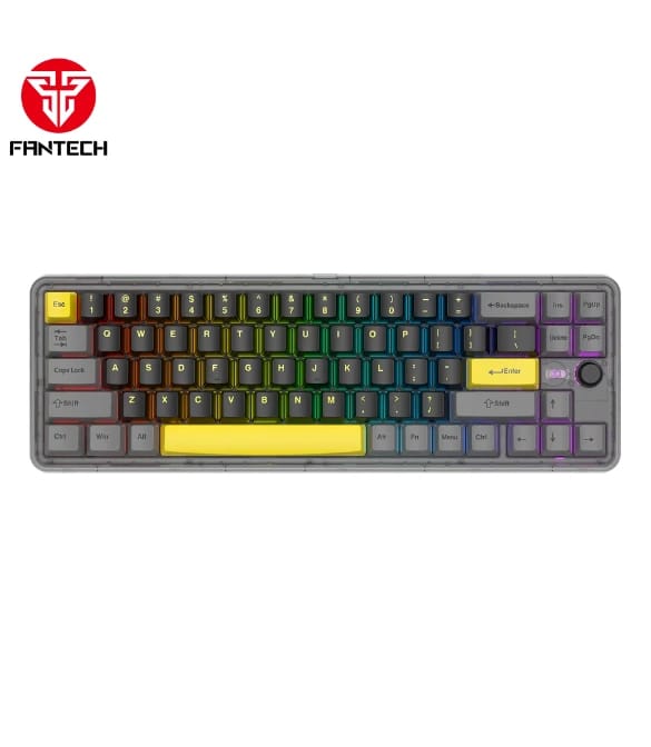 لوحة مفاتيح الألعاب الميكانيكية اللاسلكية Fantech MAXFIT70 MK911 Vibrant Utility بحجم 65% - مفاتيح صفراء