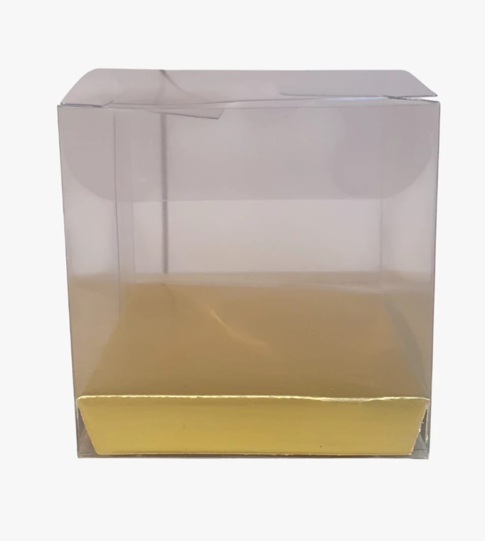 Transparent Plastic Box with Gold Base for Elegant Product Packaging and Gifts Display