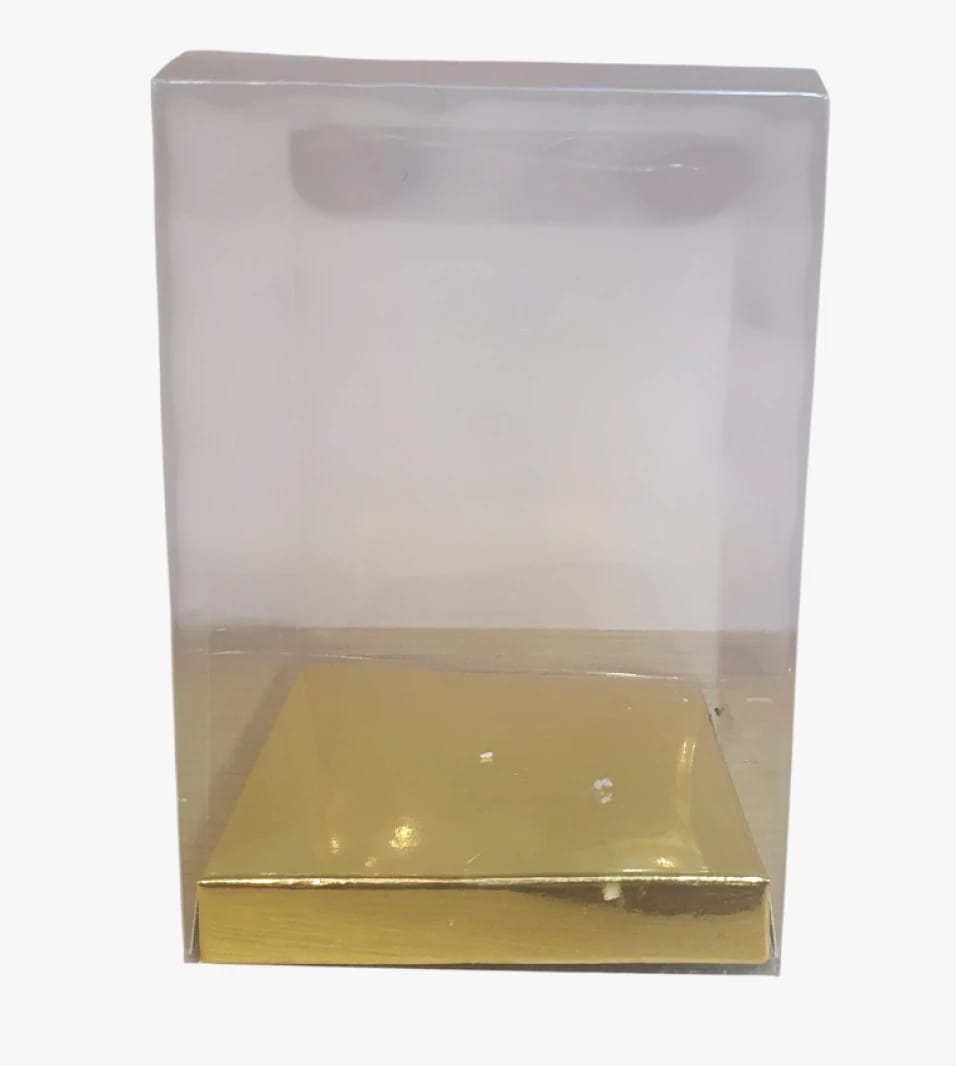 Elegant Transparent Display Box for Occasions, Shiny Gold Design, Perfect for Gift and Candy Presentation