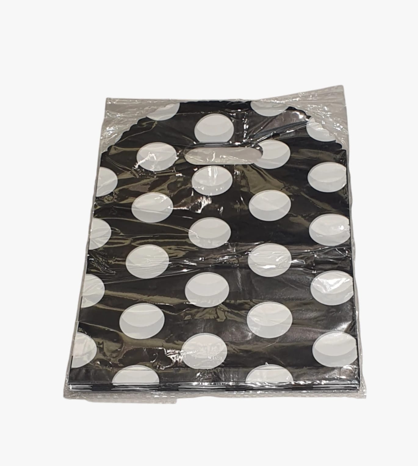 Set of Stylish Polka Dot Pattern Plastic Shopping Bags in Various Attractive Colors for Trendy and Fashion-Forward Shoppers