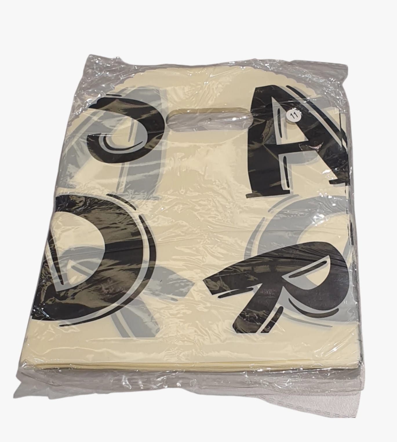Unisex Plastic Tote Bag Set with Large Letter Design and Grey Colors, Perfect for Shopping or Home Use