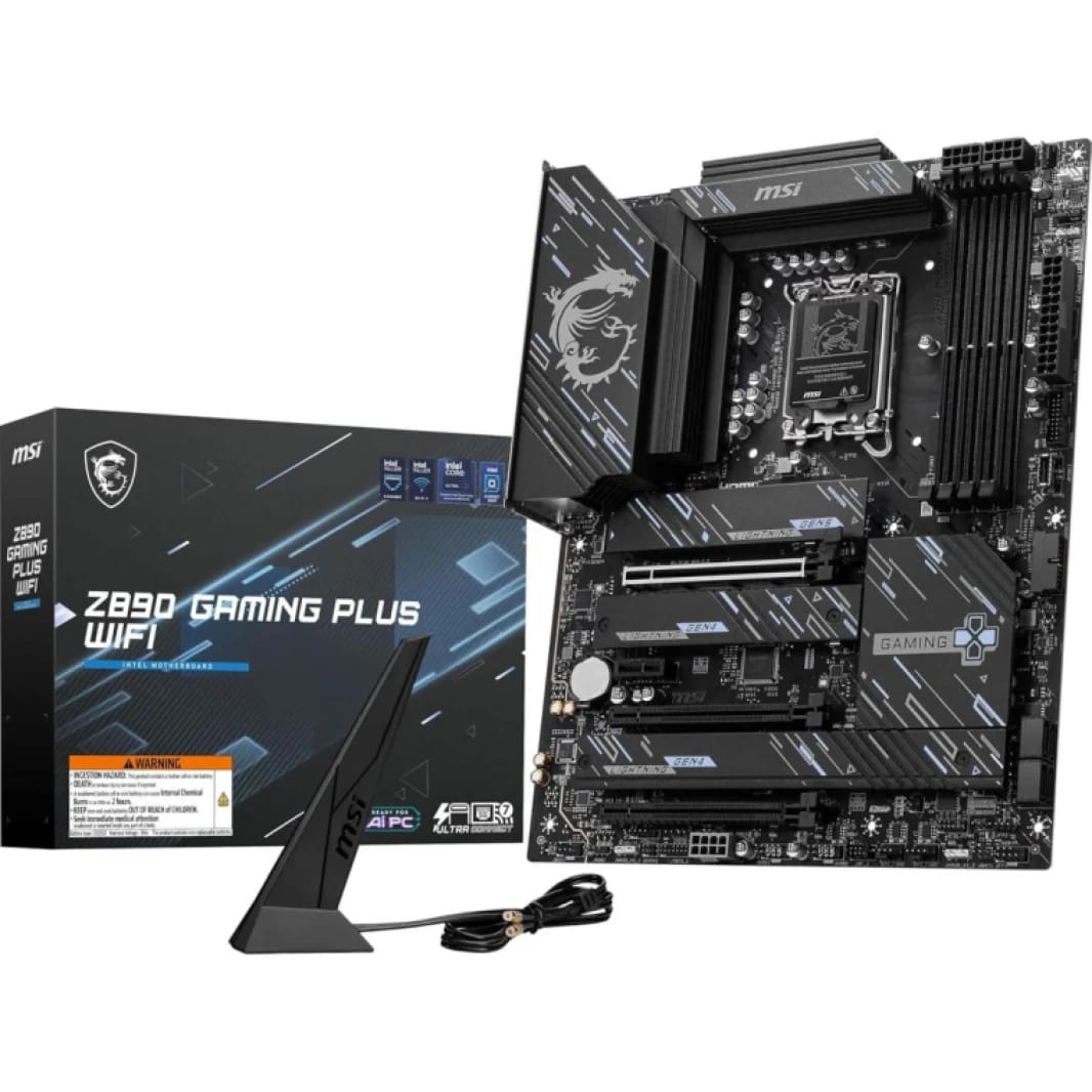 MSI Z890 Gaming Plus WiFi 7 Motherboard for Intel Core Ultra Series 2 Processors, LGA 1851, DDR5, PCIe 5.0, M.2, SATA, 5Gbps LAN, USB Type-C, Wi-Fi 7, Bluetooth 5.4, Thunderbolt 4