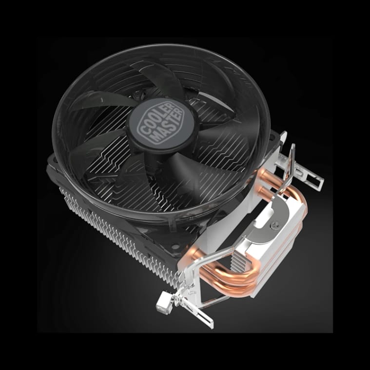 Cooler Master Hyper T20 Compact CPU Air Cooler, 95mm Fan, Dual Copper Heat Pipe, Intel LGA 1200/1151 / AMD AM4 Compatible, Red LED - Silver