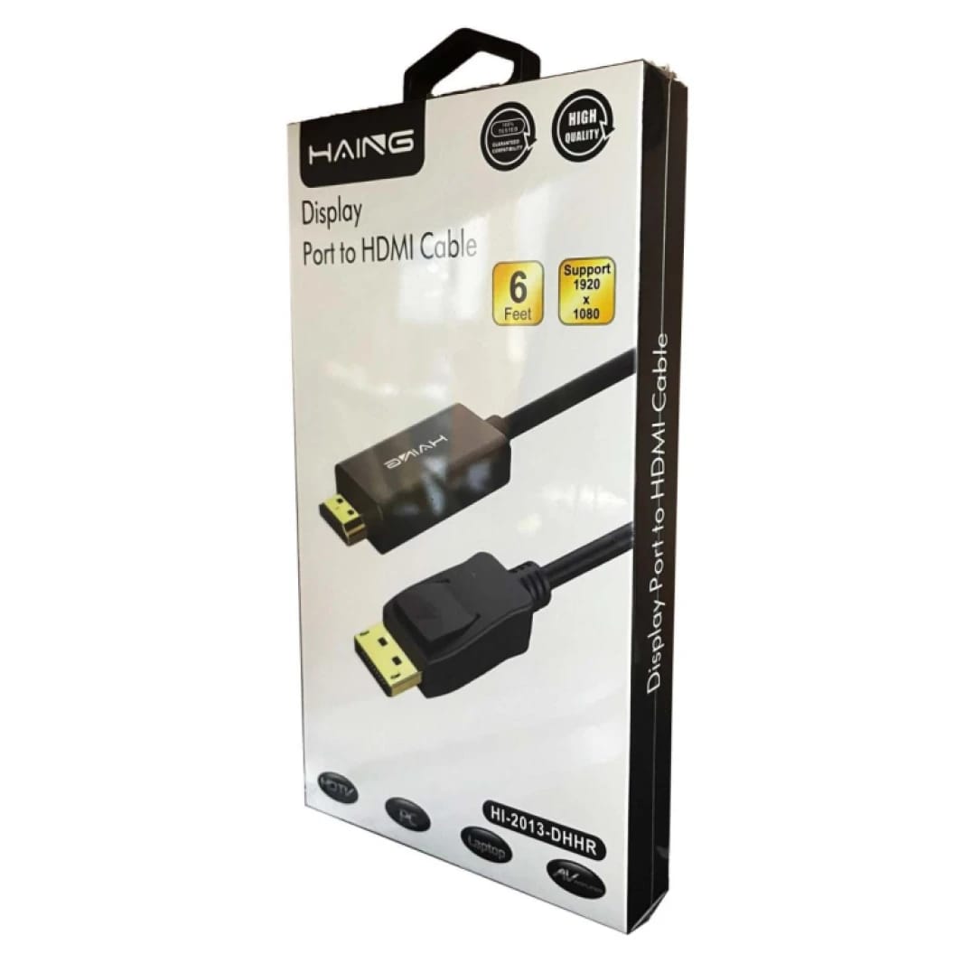 كابل Display Port إلى HDMI عالي الجودة من هاينج - 1.8 متر