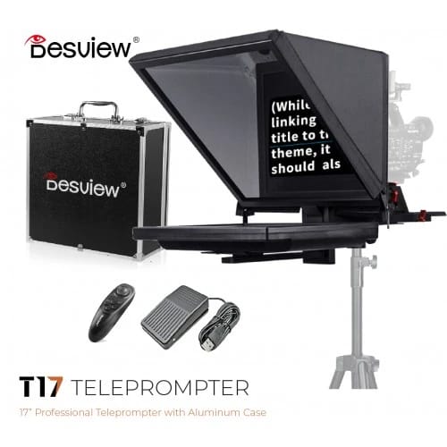 Desview T17 17" Professional Teleprompter Set with 17" Self-Reversing Monitor