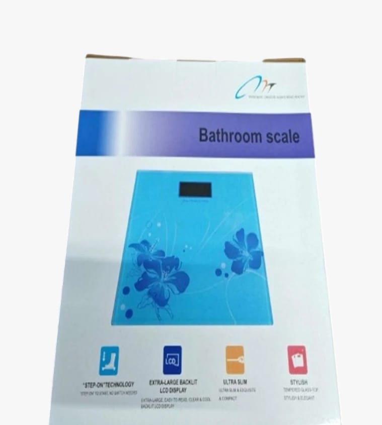 Elegant Blue Digital Bathroom Scale with Backlit LCD Display and Ultra Slim Design for Users Seeking Precision and Style
