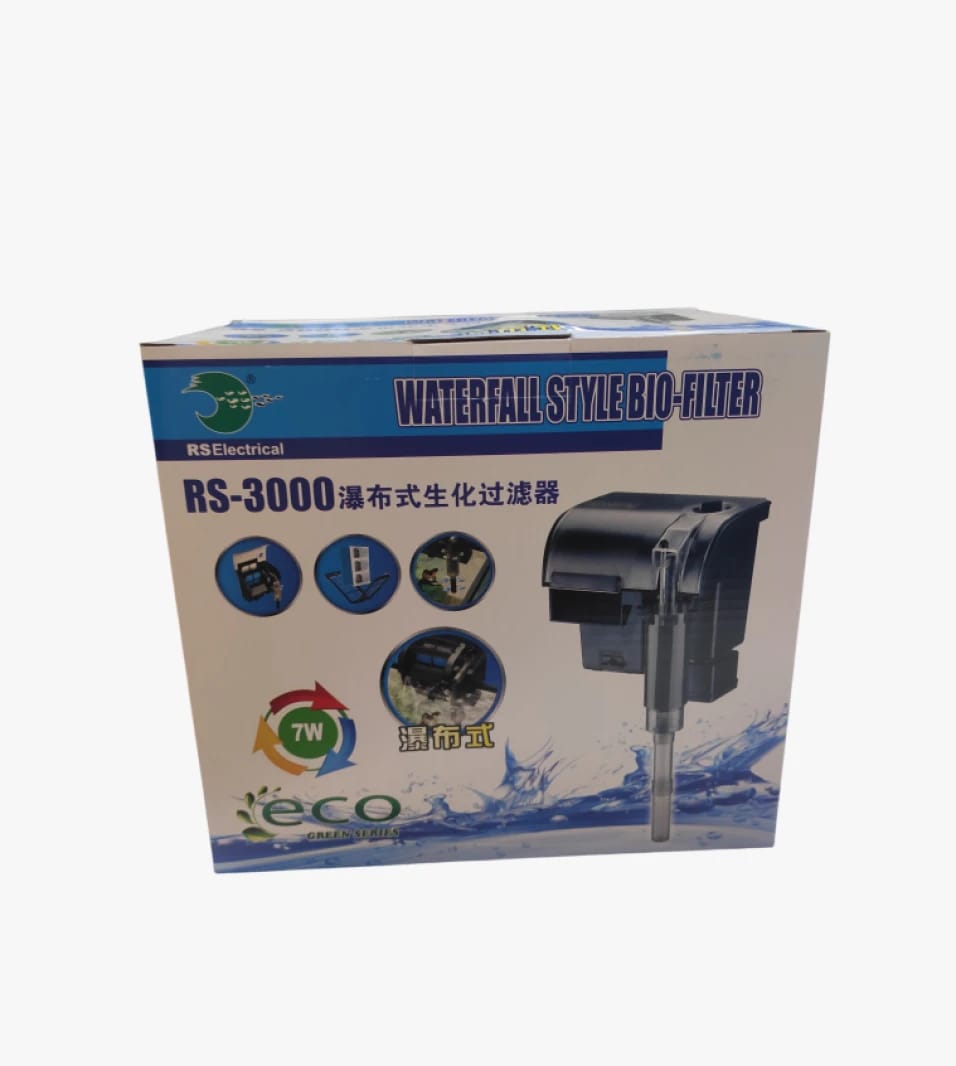 فلتر شلال بيولوجي لأحواض الزينة RS-3000 من RS Electrical بتقنية فلترة الماء الحديثة والعناية بأحواض الأسماك.