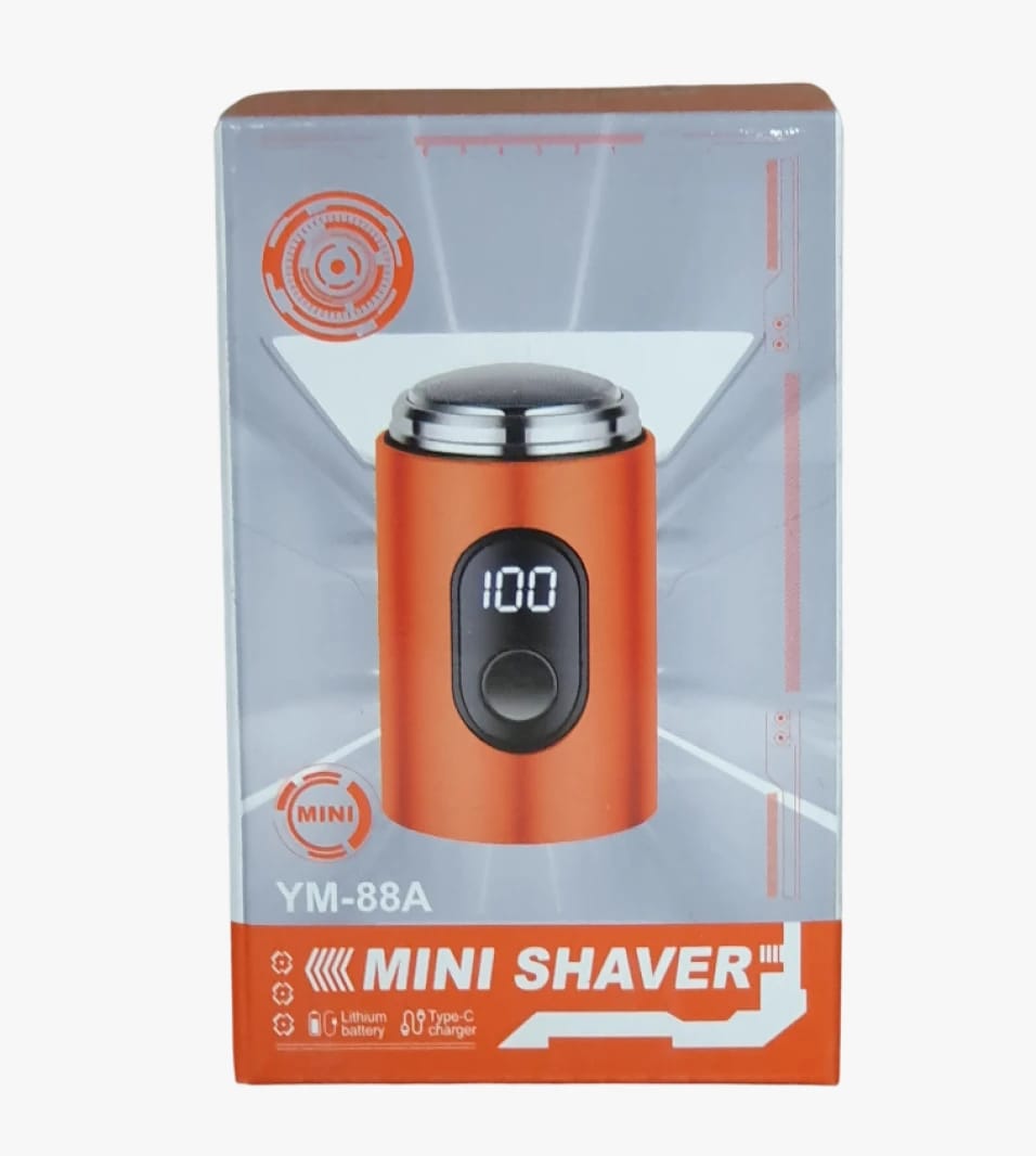 Orange YM-88A Mini Shaver with Stylish Design for Men, Ideal for Grooming and Travel, Featuring Anti-Pinch System