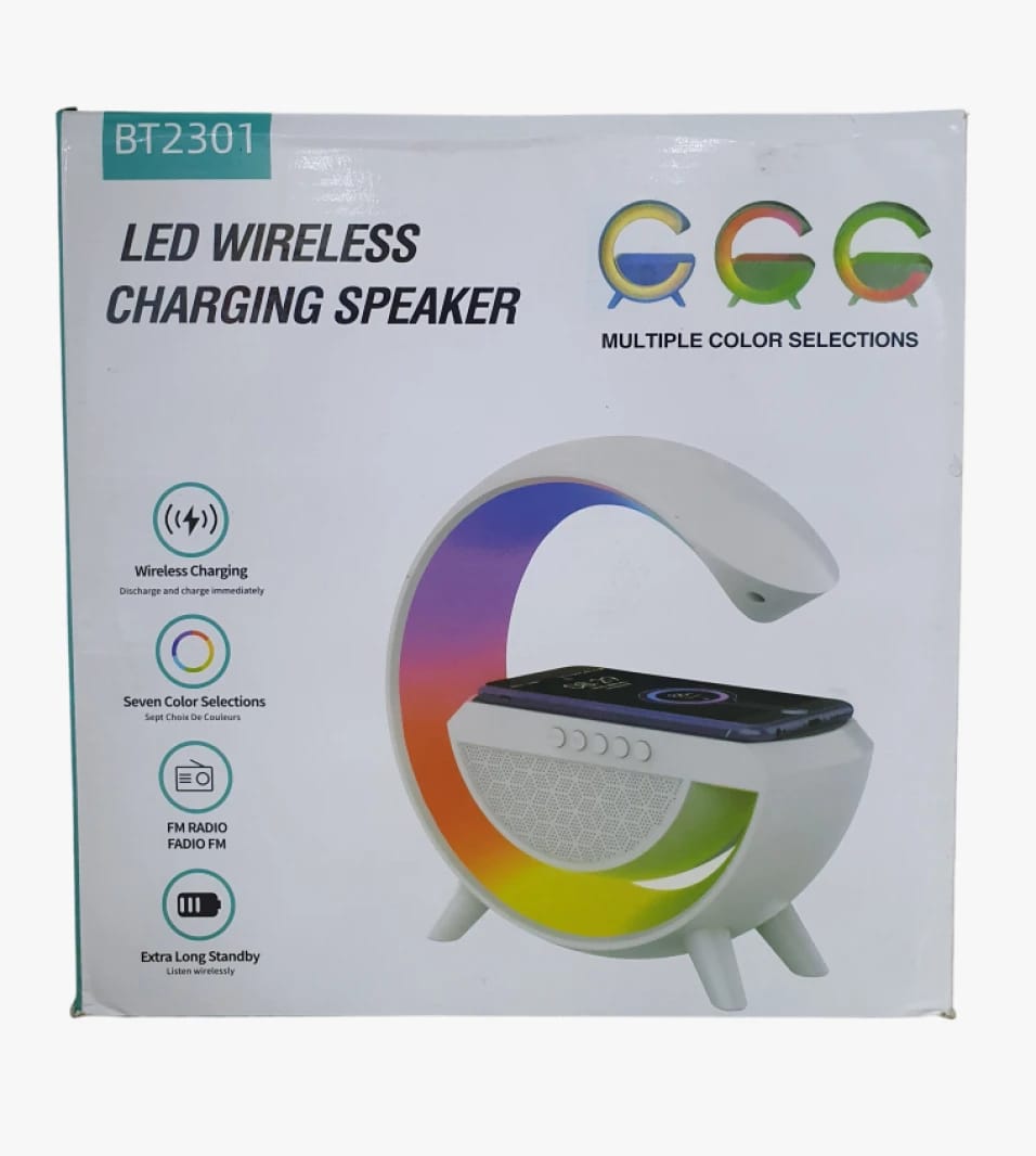 BT2301 LED Wireless Charging Speaker with Multicolor Display for Home and Office Use