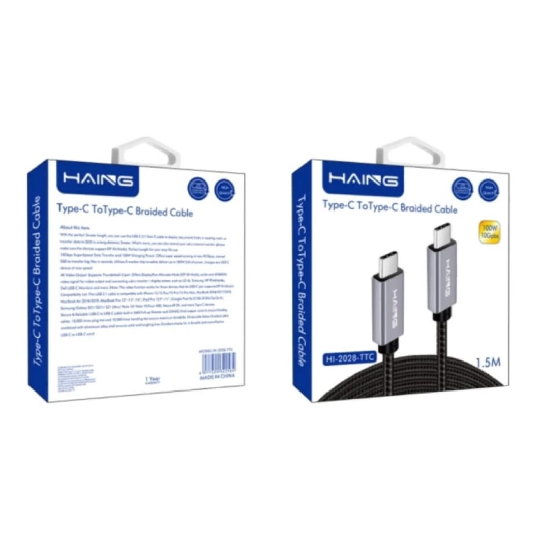 HAING HI-2028-TTC Type-C to Type-C Braided Cable 1.5M 100W