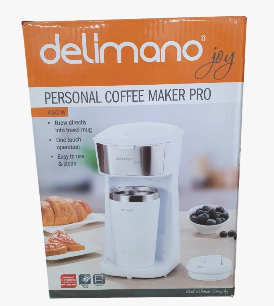 Delimano Joy Personal Coffee Maker Pro with Advanced Design for Coffee Lovers, Compact and Easy to Use