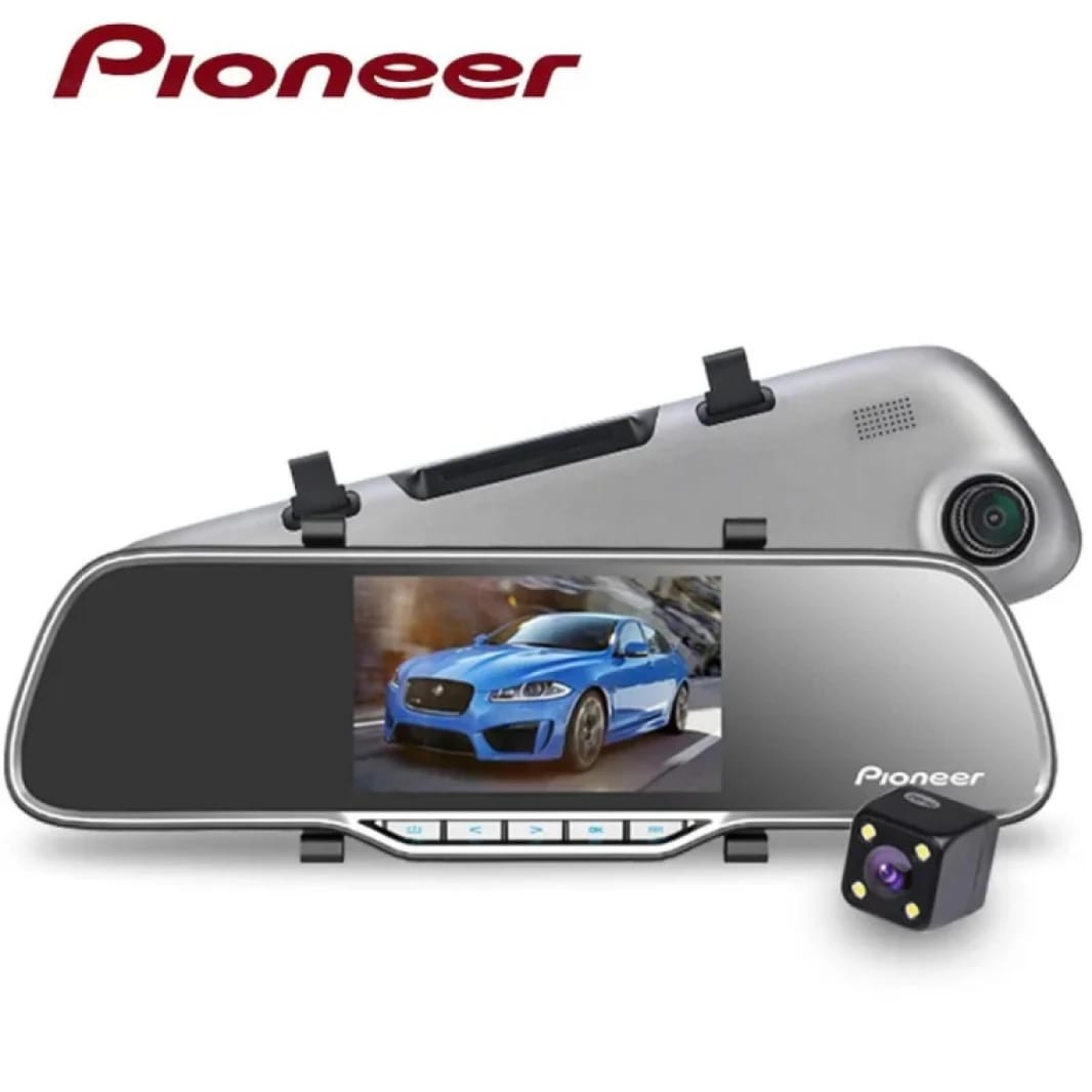 Pioneer ND-DVR160 4.3-inch Dual Lens Dash Car Camera DVR Rearview Mirror, Full HD 1080P