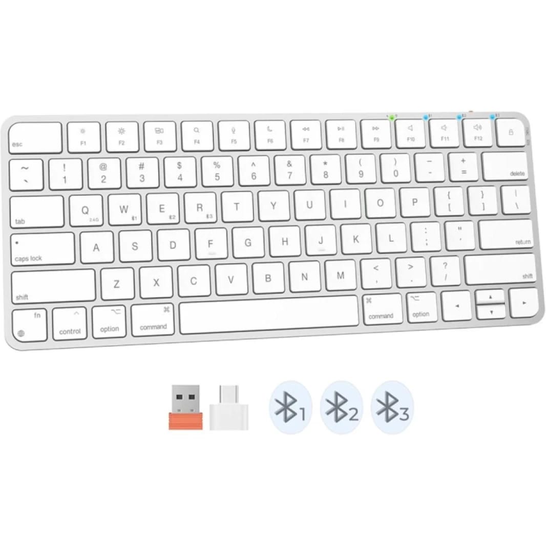 Meetion K210 ikey 2.4G Wireless & Bluetooth Ultra-thin Keyboard - White