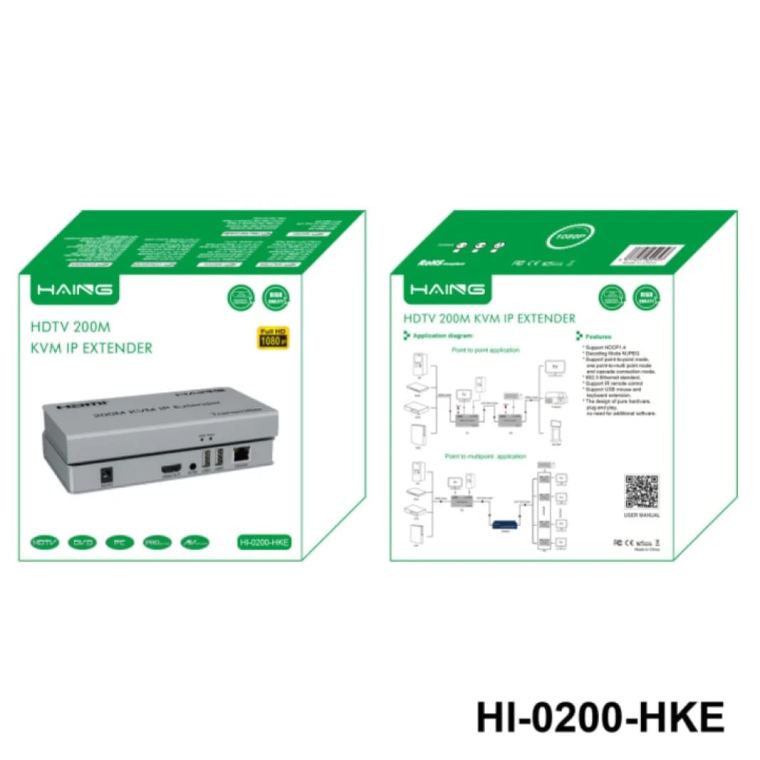 HAING HI-0200-HKE HDMI Extender With USB KVM 200Mtr Support 1080P