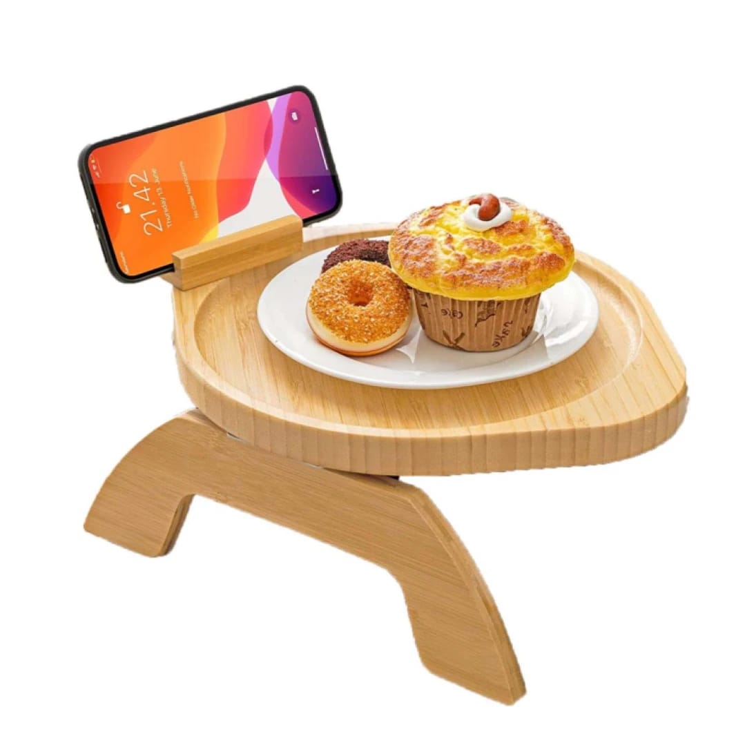 Foldable Bamboo Sofa Tray Table (Round)