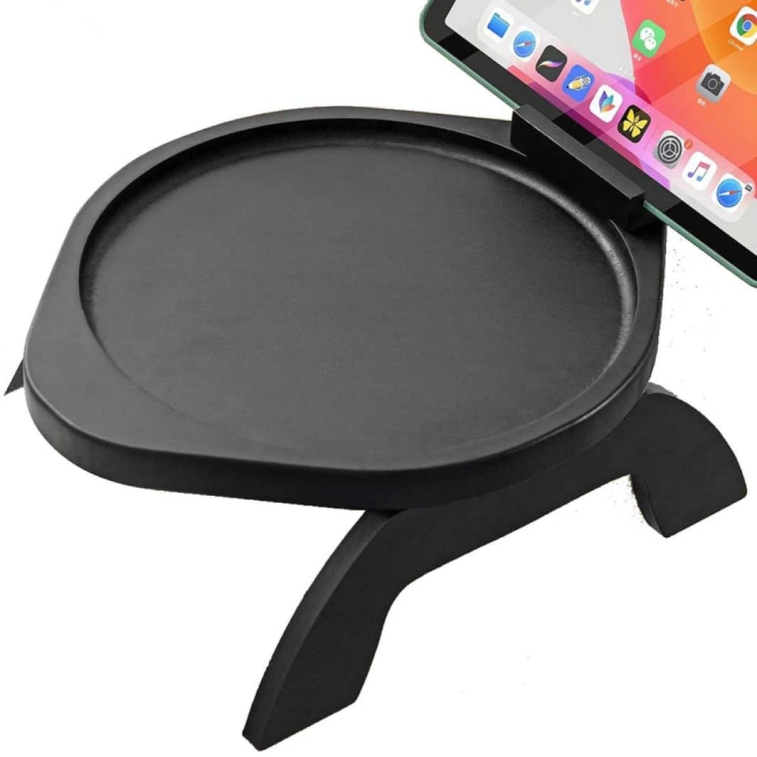 Foldable Bamboo Sofa Tray Table - Black (Round)