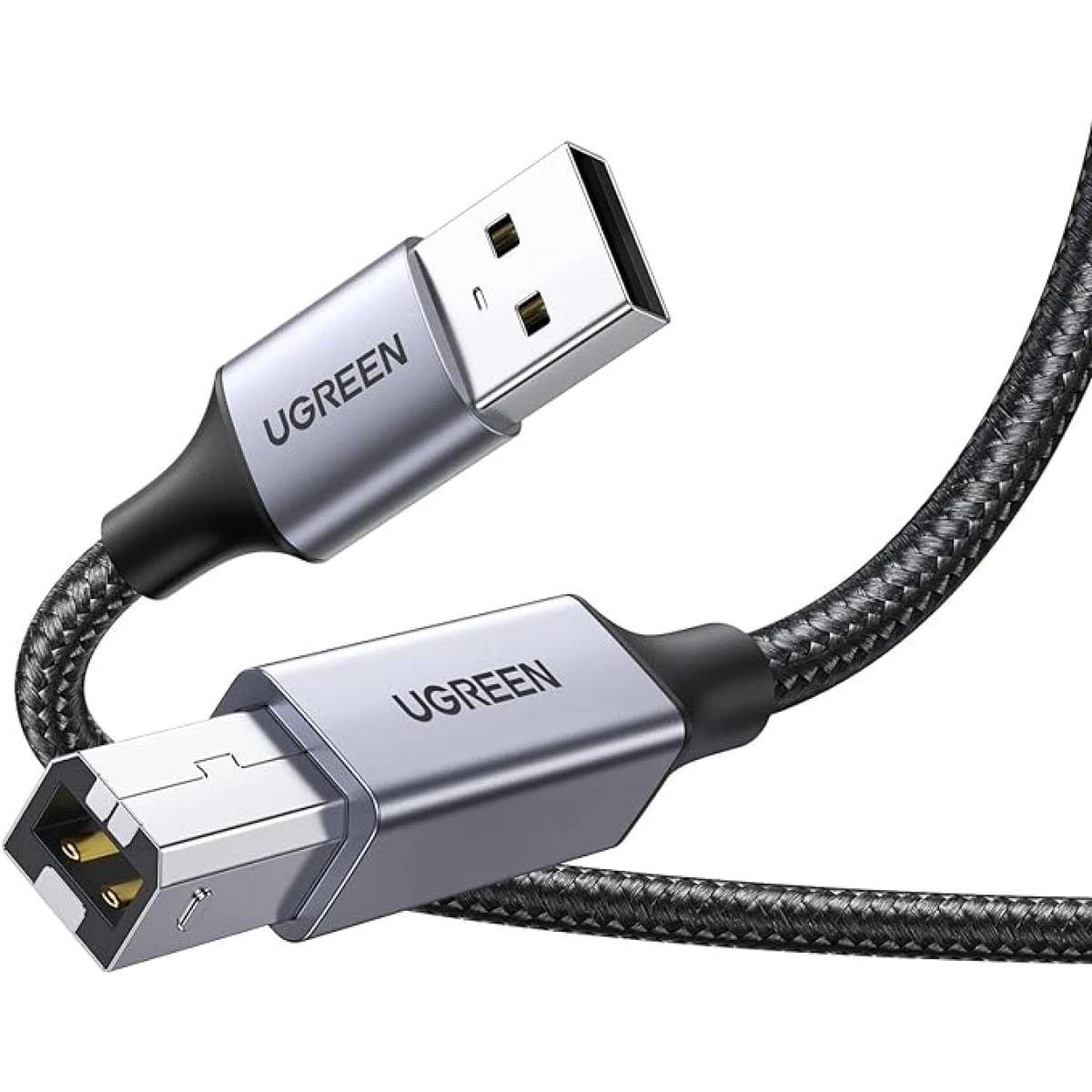 UGREEN USB-A to USB-B Male Printer Cable, Aluminum Case, Braided, 5M, Black