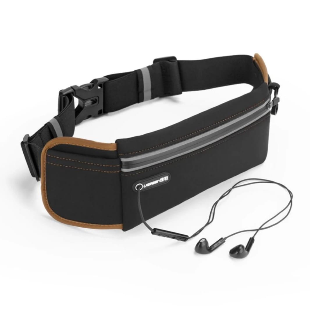 UGREEN LP112 Ultimate Reflective Stripe Running Belt with Headphone Outlet, Black