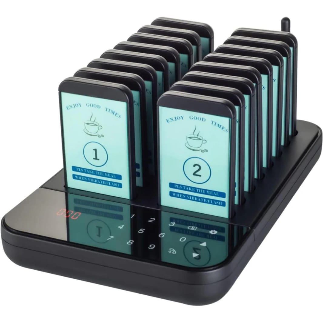 16 Pager Wireless Vibration Calling System for Restaurant & Café 300m