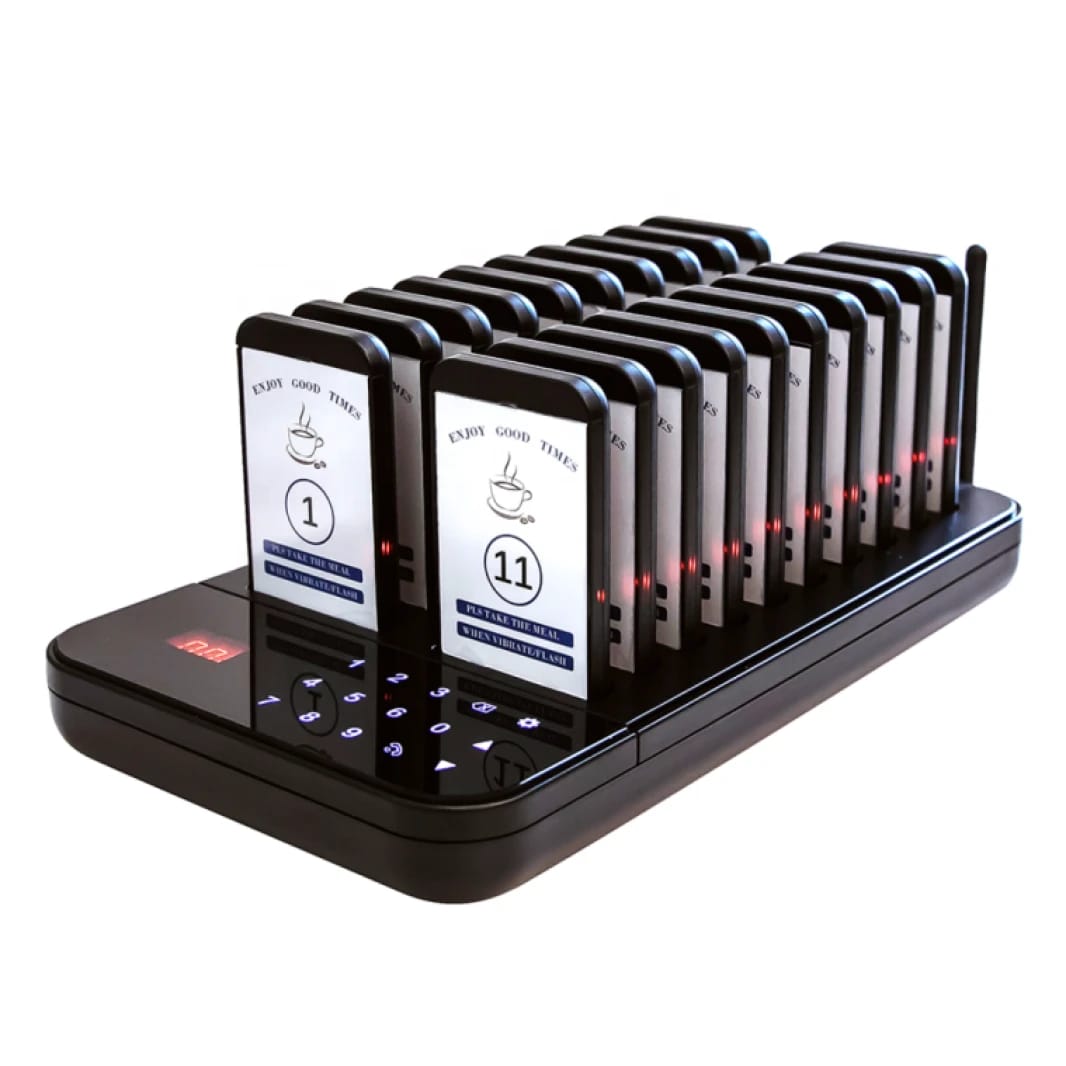 20 Pager Wireless Vibration Calling System for Restaurant & Café, 300m Range